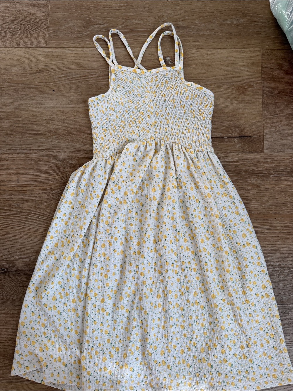 Zara Girls' Yellow Floral Smocked Sundress